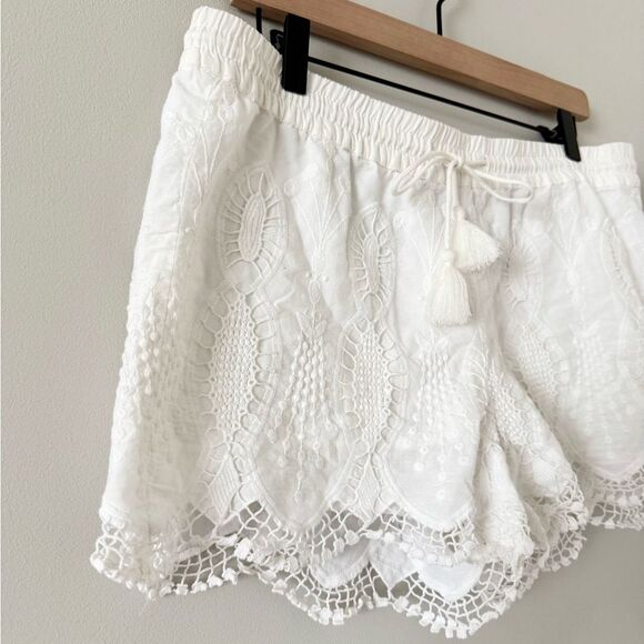 LOFT Cotton Lace Shorts Elastic Drawstring Waist in White Size M - Picture 2 of 5